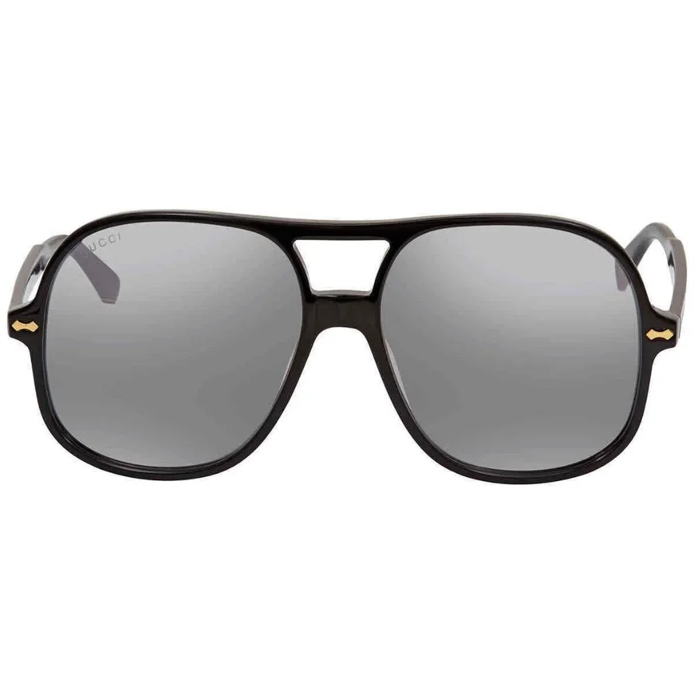 NEW Gucci Silver and Black Aviator Men's Sunglasses